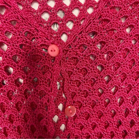 Hawaii cardigan pink mesh crochet button up stunning beach vibes beach bum 🏝️ - Picture 6 of 11